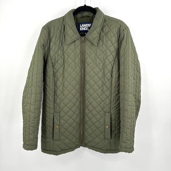 Lands End Quilted Primaloft Jacket in olive green Size XL 18 - Picture 1 of 7